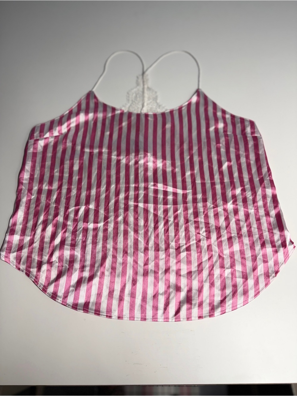 Victoria's Secret Pink and White Striped Satin Cami